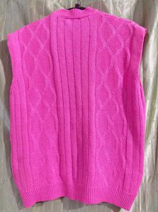 🌸Bright Pink Cable Knit Sleeveless Sweater Vest🌸