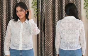 Chic White Lace Collared Shirt Style