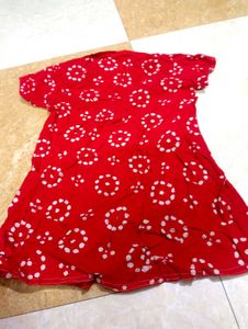 Red Printed Cotton Kurta