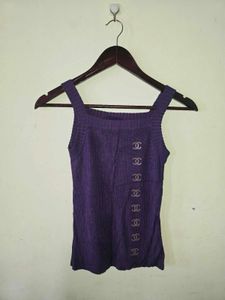 Purple Ribbed Knit Top