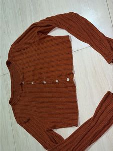Ribbed Knit Button-Up Cardigan