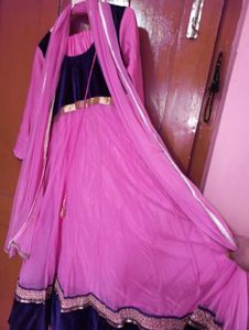Pink &amp; Purple Anarkali Suit