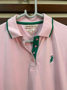 Pink Polo Shirt with Green Trim