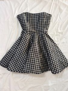 Houndstooth Strapless Fit &amp; Flare Dress