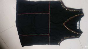 Black Kurti with Sequins and Embroidery