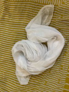 Delicate white chiffon scarf medium size