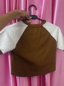 trendy Brown &amp; White San Jose Graphic crop top