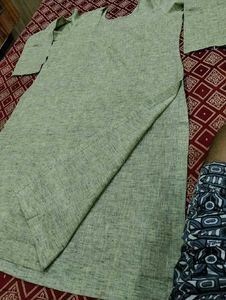 Green Linen Blend Kurta