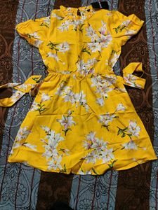 Shein Yellow Floral Mini Dress