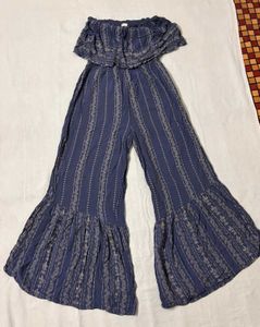 Boho Blue Striped Jumpsuit