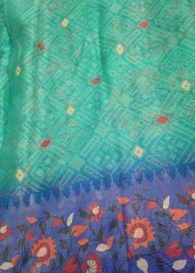 Beautiful Printed Teal Saree 2