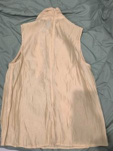 Elegant Beige Sleeveless Top with Bow