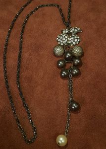 Vintage Silver-Tone Ball &amp; Rhinestone Pendant