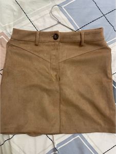 Tan Faux Suede Mini Skirt