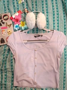 Cute Cropped Button-Up Top