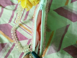 Pink crystal Beaded Clutch coquette hand bag