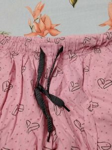 Pink Heart Print Pajama Top