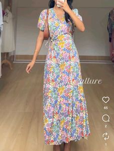 Floral Wrap Midi Dress
