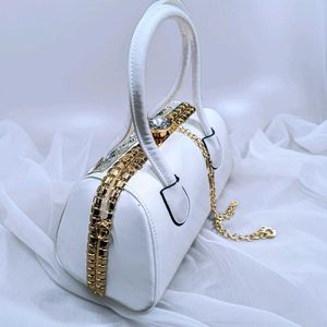 Sparkling White Embellished Clutch Bag