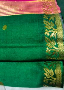 Zari Green Saree with Pink Pallu