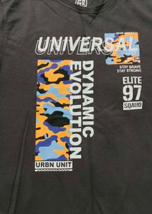 DNMX Charcoal full sleeve Graphic Print T-shirt