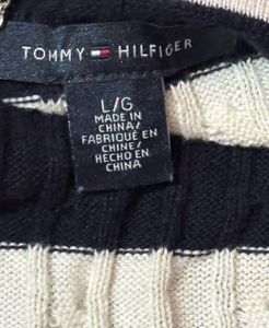 Navy &amp; White Striped V-Neck Sweater