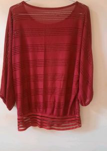 Sheer Cutout Berry Tunic Top