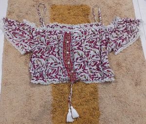 Boho Off-Shoulder Crop Top