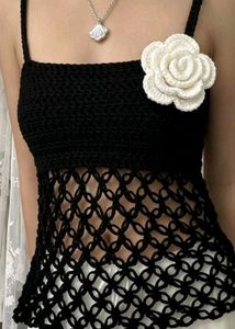 Crochet Flower Detail Crop Top