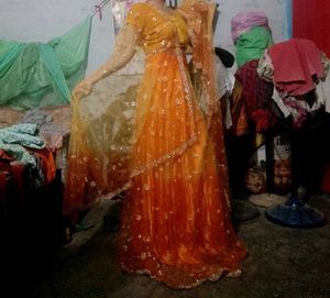 Orange &amp; Yellow Ombre Lehenga Choli Set