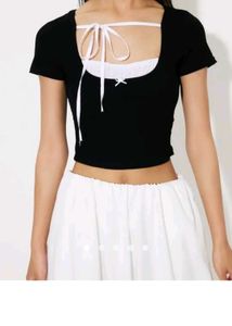 Black Tie-Front Crop Top