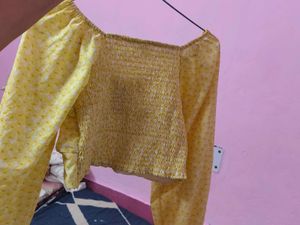 Yellow peplum cute top