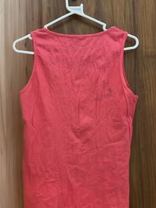 Coral Tank Top with Floral Detail