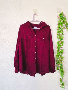 Maroon Button-Down Shirt