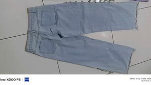 Light Wash Denim Jeans with Chain Detail