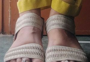 Beige Embellished Flat Sandals