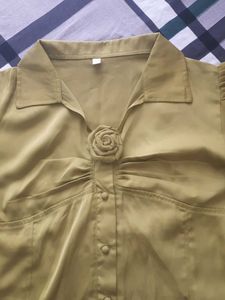 Elegant Satin Blouse - Mustard &amp; Burgundy