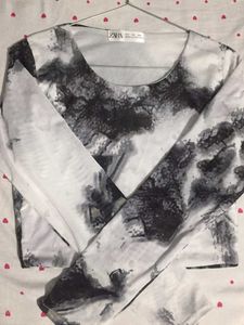 ZARA Mesh full sleeve crop top