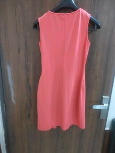 Coral Ruched Sheath Dress medium size
