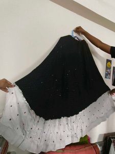 Elegant Black & White Embellished Skirt