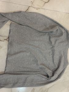 grey casual long sleeve college wear top