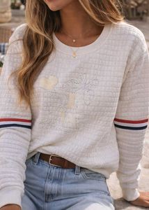 Cream Quilted Crewneck Sweatshirt