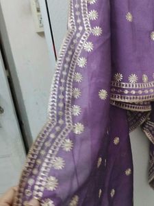 Embroidered Purple Dupatta