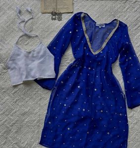 Elegant Blue Sequined Kurta Set