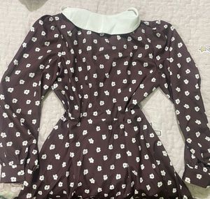 Chic Brown Floral Mini Dress