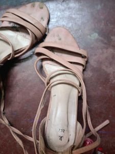 Strappy Lace-Up Flat Sandals