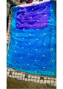 Vibrant Blue Bandhani Saree