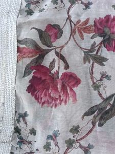 Floral Print Dupatta with Lace Border