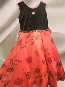 Fit Flared Floral Net &amp; Velvet Prom Dress