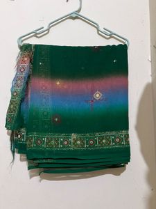 Elegant Green Saree with Gradient Design